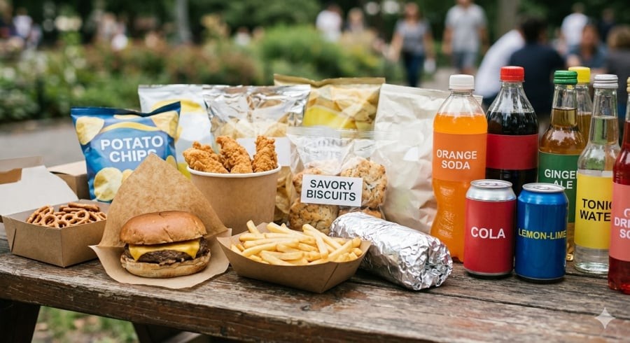 Thực phẩm nhiều muối, đường và phụ gia có thể làm tăng gánh nặng cho thận nếu dùng thường xuyên.