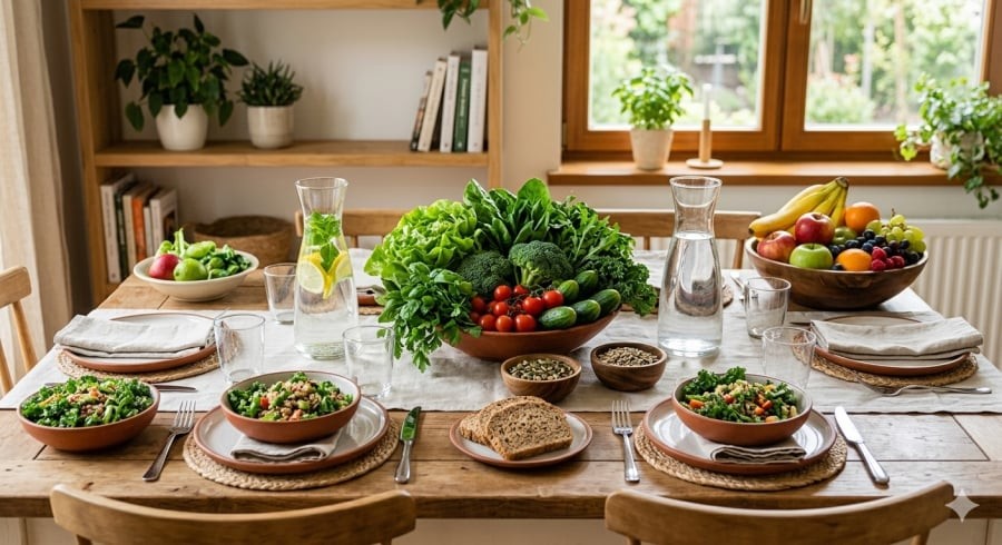 Chế độ ăn giàu rau xanh và đủ nước giúp giảm áp lực cho thận.