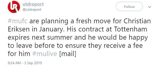 Manchester United fans react to transfer update about Tottenham Hotspur's Christian Eriksen - Bóng Đá