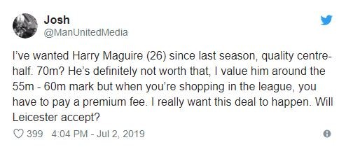 ‘He’d be the best defender at the club’: Lots of MUFC fans react to £70m bid for Maguire - Bóng Đá