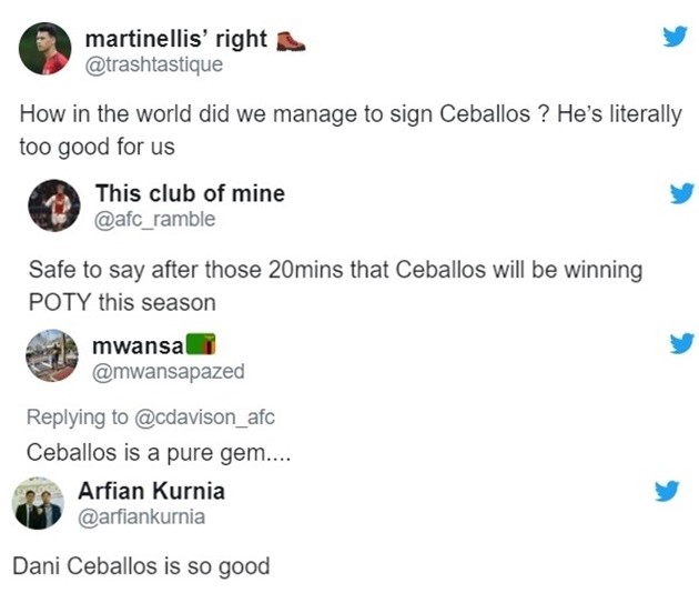 'He's too good for us!' Arsenal fans astonished by Dani Ceballos debut - Bóng Đá