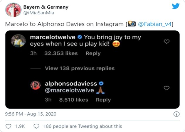 Marcelo to Alphonso Davies: You bring joy to my eyes - Bóng Đá