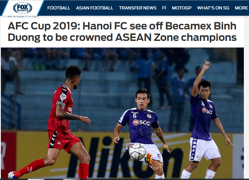 Báo châu Á (Fox Sports) nói về chiến thắng của CLB Hà Nội (sáng lên) - Bóng Đá
