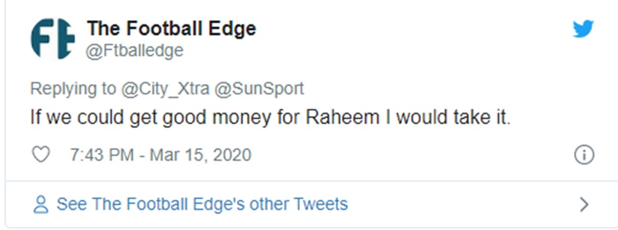 MANCHESTER CITY: FANS REACT TO RAHEEM STERLING’S CONTRACT UPDATE - Bóng Đá