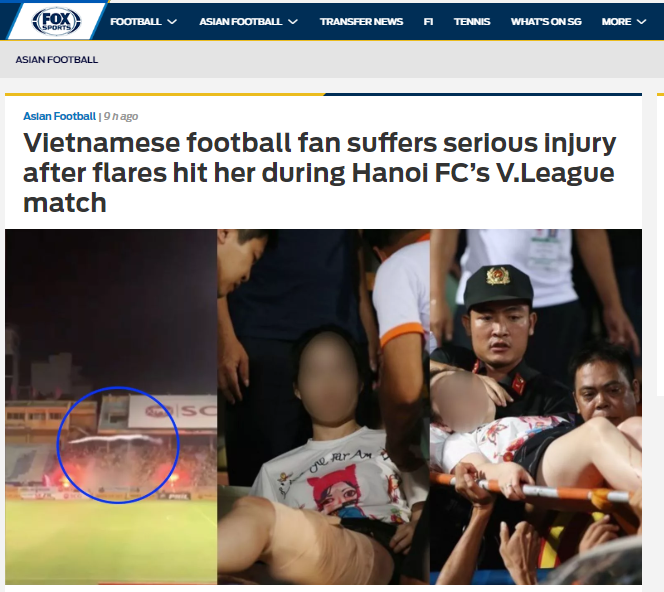 Báo châu Á nói 1 điều về sự cố pháo sáng gây thương tích ở Hàng Đẫya - Bóng Đá