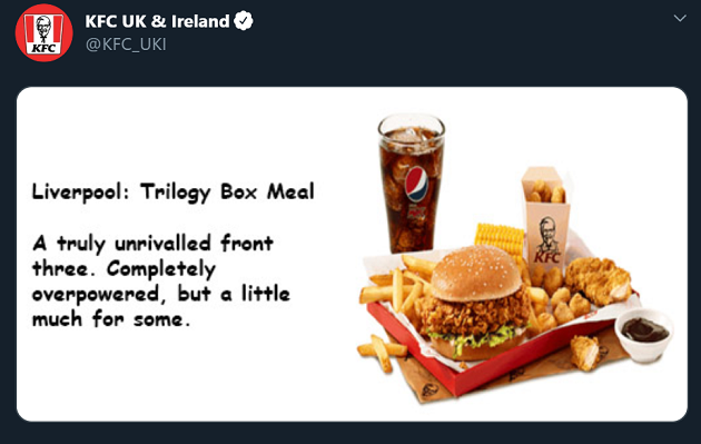 KFC compare Premier League clubs to their meals in a light-hearted Twitter thread - and it's finger lickin' good - Bóng Đá