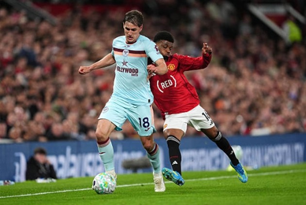 Tiền vệ cánh trái: Amad Diallo – 6.6 điểm Đây là một đêm đáng quên đối với cầu thủ người Bờ Biển Ngà. Amad bỏ lỡ ít nhất hai cơ hội mười mươi, bao gồm tình huống đệm bóng vào lưới trống sau nỗ lực của Mainoo. Sự thiếu tập trung trong việc chọn vị trí khiến anh liên tục rơi vào thế việt vị, buộc Carrick phải rút anh ra ngay sau giờ nghỉ giải lao.