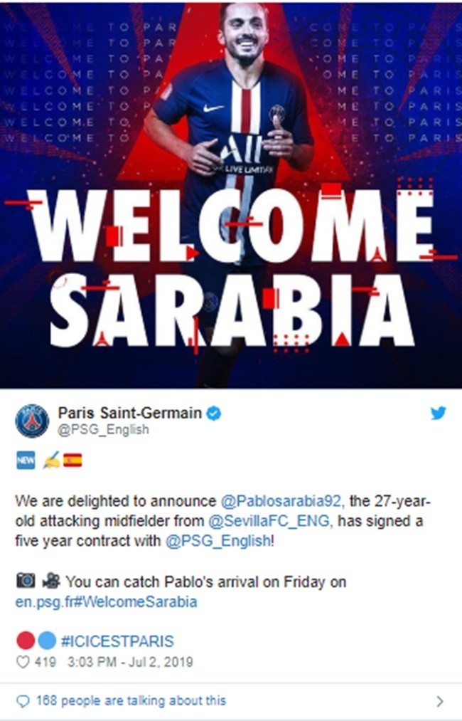 CHÍNH THỨC: PSG có Sarabia mức phí 20 triệu euro - Bóng Đá