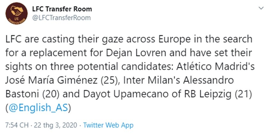 NHM sướng rơn khi Liverpool nhắm 3 trung vệ thay Lovren - Bóng Đá