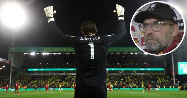 'We pay him for that!': Klopp reacts to Alisson's saves at Norwich - Bóng Đá