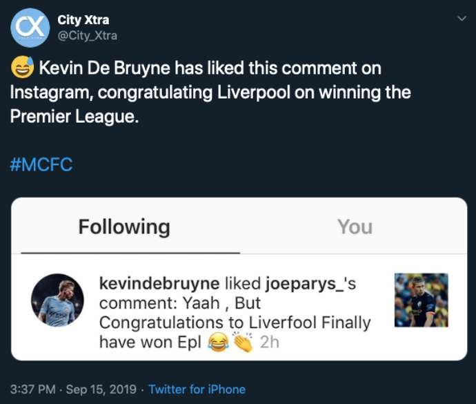CĐV Liverpool phát hiện De Bruyne 