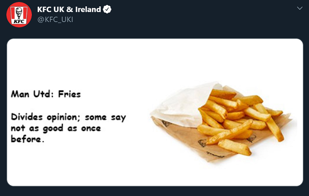 KFC compare Premier League clubs to their meals in a light-hearted Twitter thread - and it's finger lickin' good - Bóng Đá
