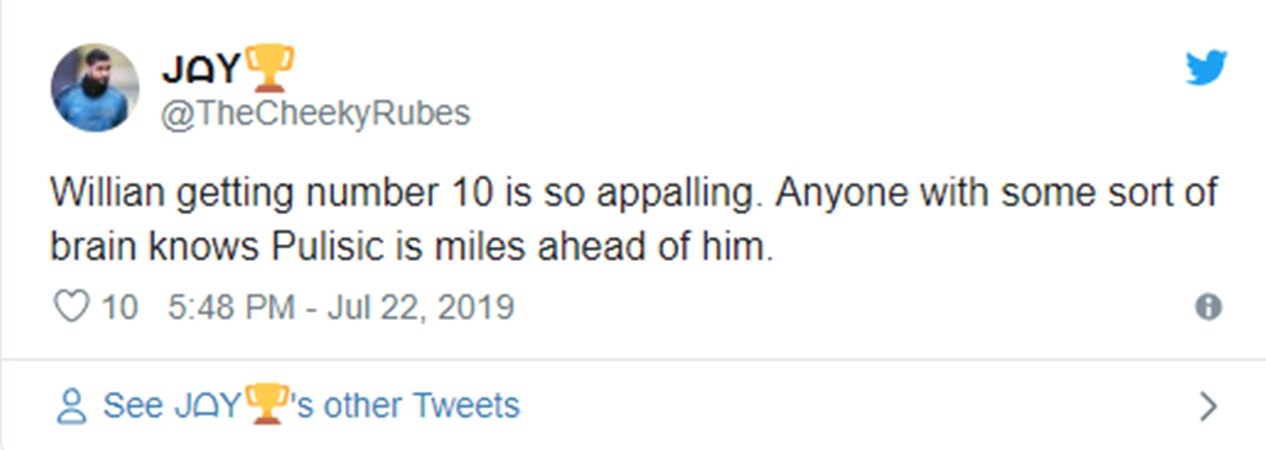 Willian to be given number 10 shirt at Chelsea after Eden Hazard’s move to Real Madrid and fans are fuming - Bóng Đá