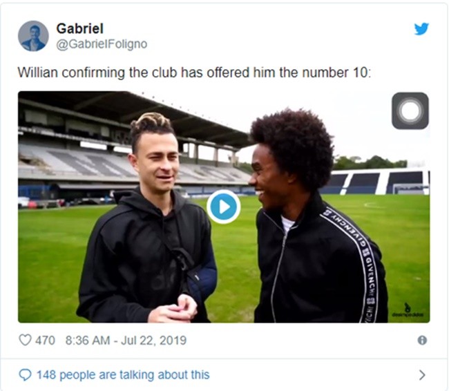 Willian to be given number 10 shirt at Chelsea after Eden Hazard’s move to Real Madrid and fans are fuming - Bóng Đá