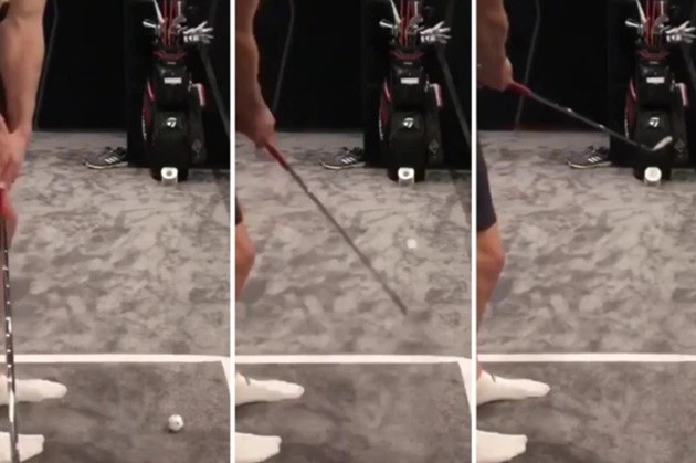 Golf fanatic Bale uses time off from football to finesse his putting as he sinks outrageous trick shot - Bóng Đá