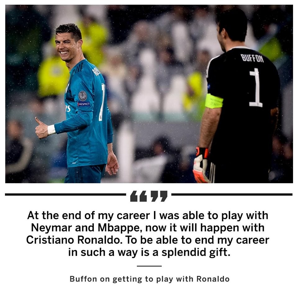 Playing with Cristiano Ronaldo is a gift - Buffon - Bóng Đá