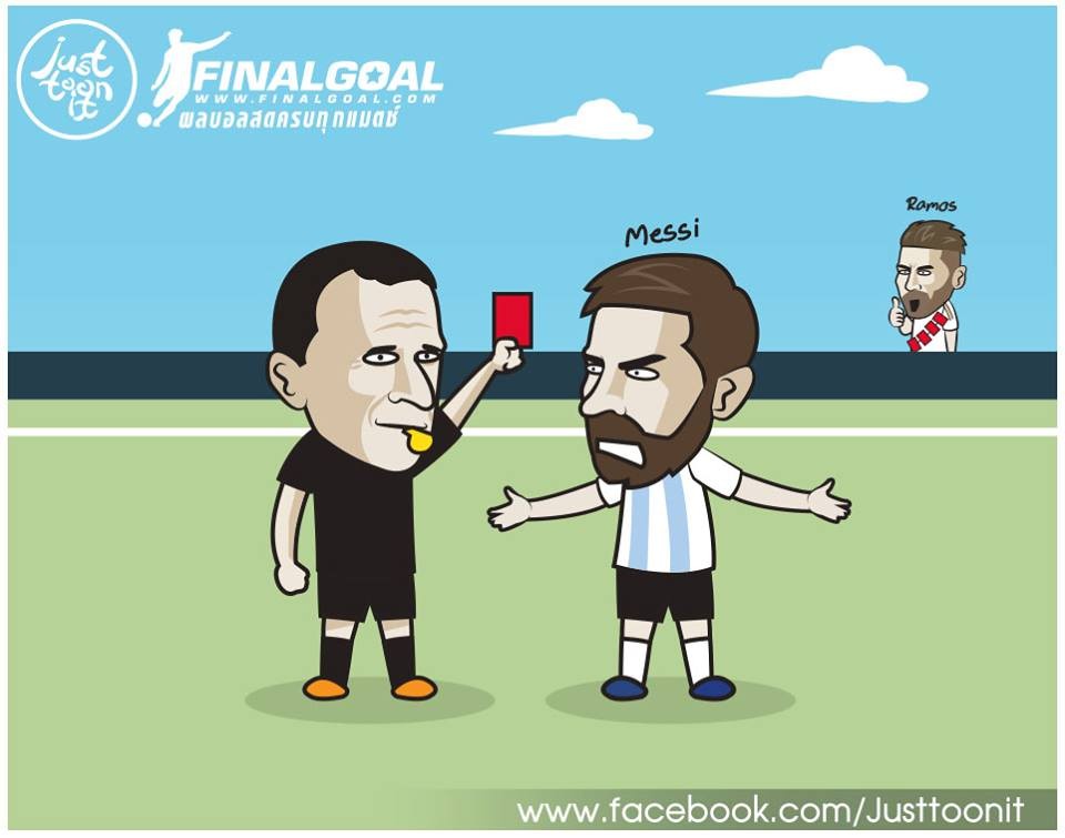 Ảnh chế Messi thẻ đỏ - Bóng Đá