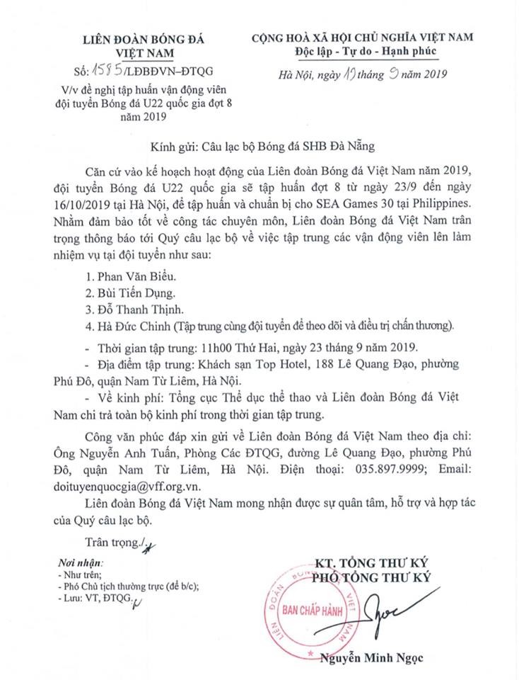 Vì lý do đặc biệt, Hà Đức Chinh cũng sẽ hội quân cùng ĐT Việt Nam - Bóng Đá