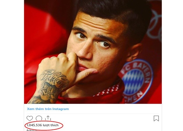 Thông báo chiêu mộ Coutinho nhận 1 tr like trên Insta - Bóng Đá