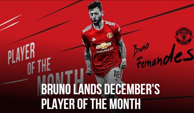  BRUNO FERNANDES LANDS DECEMBER'S PLAYER OF THE MONTH - Bóng Đá