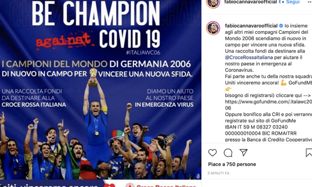 Nhà vô địch World Cup 2006 tổ chức gây quỹ từ thiện chống COVID-19 - Bóng Đá