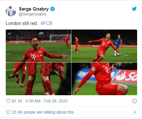 Serge Gnabry trolls Chelsea after Bayern Munich’s Champions League win - Bóng Đá