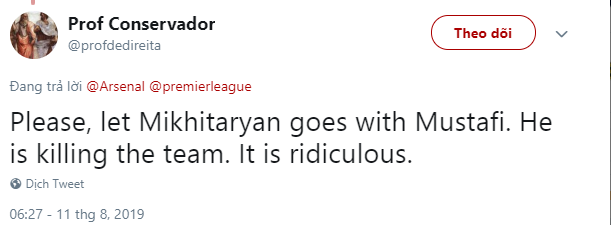 Please, let Mikhitaryan goes with Mustafi. He is killing the team. It is ridiculous. - Bóng Đá