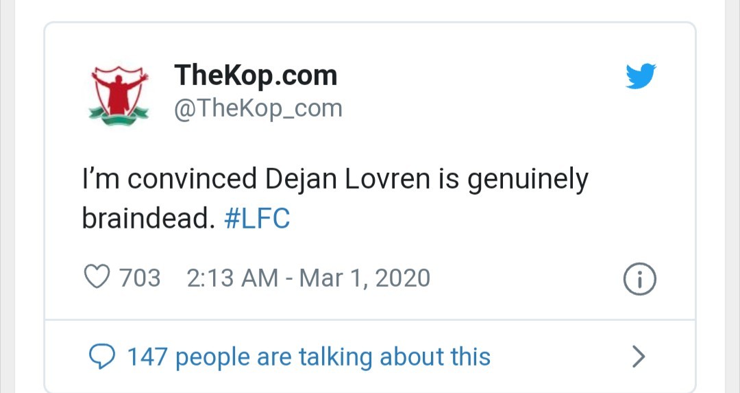 Liverpool fans slam lovren  - Bóng Đá