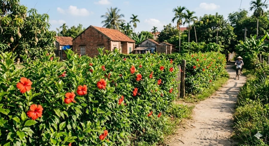 Từ hàng rào quen thuộc, lá dâm bụt trở thành nguyên liệu cho món ăn độc đáo.