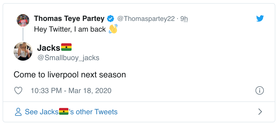 Liverpool fans react as Thomas Partey breaks Twitter silence - Bóng Đá