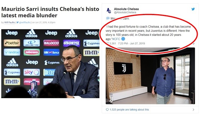 Sarri on history of Juventus and Chelsea - Bóng Đá
