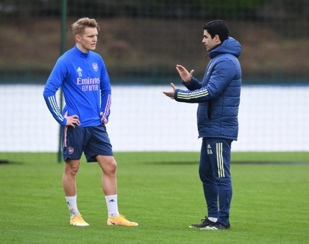 Martin Odegaard pulls off stunning backheel nutmeg assist in Arsenal training session  - Bóng Đá