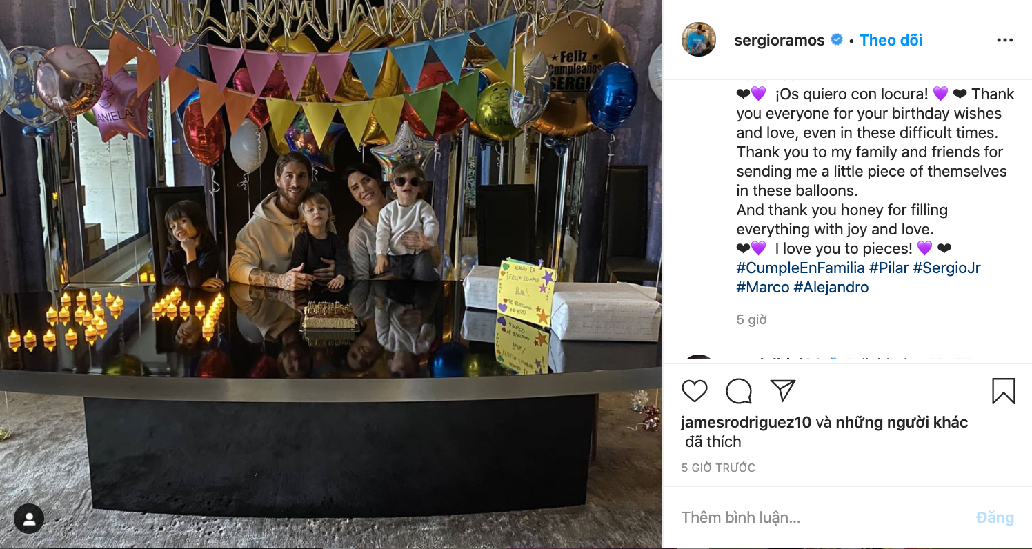 How Sergio Ramos spent his 34th birthday at home - Bóng Đá