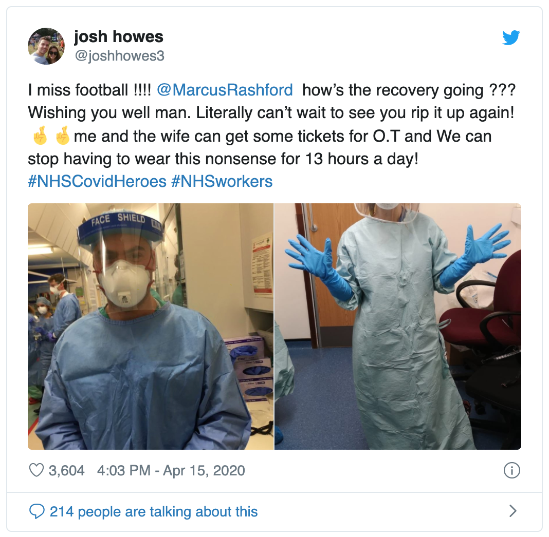 Rashford invites two NHS workers to see Manchester United - Bóng Đá