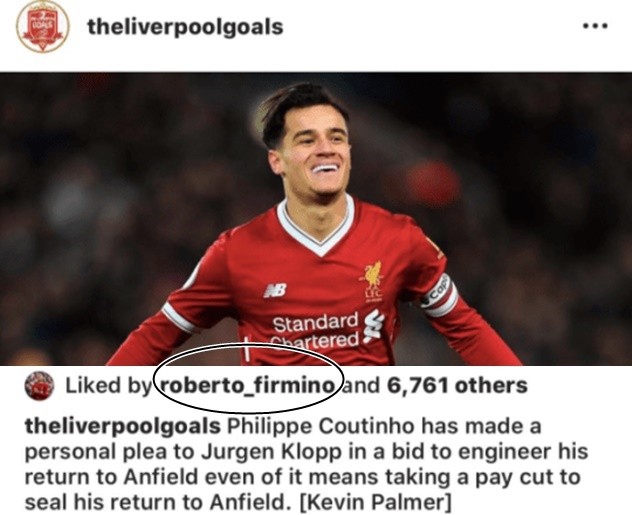 Firmino thích bài đăng Coutinho trở lại Liverpool - Bóng Đá