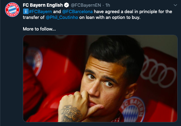 Bayern Munich confirm deal for former Liverpool star Philippe Coutinho from Barcelona - Bóng Đá