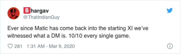 Manchester United: Fans rave over Nemanja Matic after huge performance in derby victory - Bóng Đá