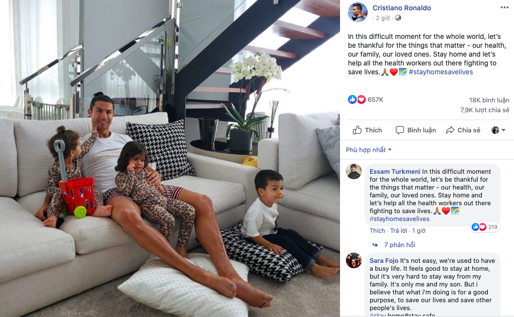Ronaldo đưa ra thông điệp ý nghĩa giữa bão corona - Bóng Đá