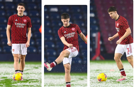Kieran Tierney warmed up in the snow - Bóng Đá