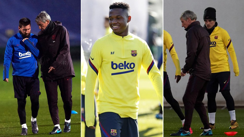 Setien doesn't want to risk playing Messi, Griezmann and Fati together - Bóng Đá