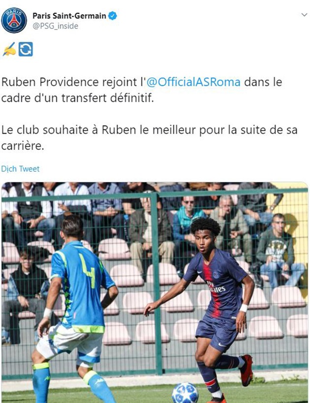 AS Roma chính thức có được 'viên kim cương' 16 tuổi của PSG - Bóng Đá