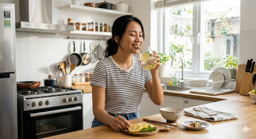 Uống nước chanh sau bữa ăn giúp hỗ trợ tiêu hóa hiệu quả hơn.