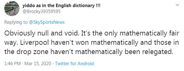 Sky Sports - Hơn 50% khảo sát muốn hủy kết quả NHA - Bóng Đá