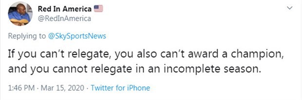 Sky Sports - Hơn 50% khảo sát muốn hủy kết quả NHA - Bóng Đá