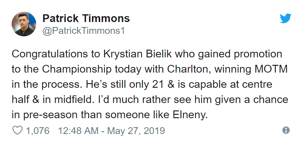 Arsenal fans react to Krystian Bielik’s brilliant Play-Off display - Bóng Đá