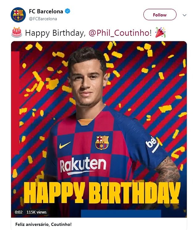 Liverpool fans troll birthday boy Philippe Coutinho with pictures of their Champions League success... after the Barcelona star LEFT Anfield to win the competition - Bóng Đá
