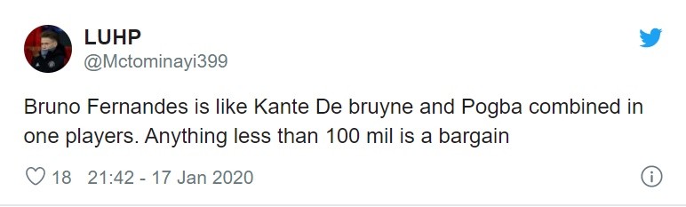 'KANTE, DE BRUYNE AND POGBA COMBINED' Man Utd fans purr over Bruno Fernandes as he showcases skill in Lisbon derby with stunning pass - Bóng Đá