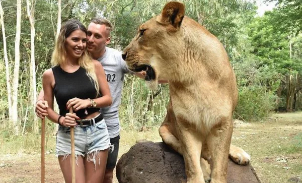 Bạo gan, cựu sau Barca tình tứ cùng bạn gái trước mặt sư tử - Bóng Đá