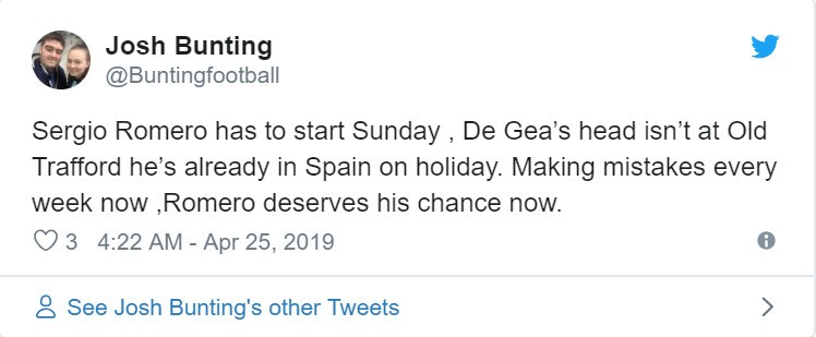 De Gea sa sút, hãy cho Romero cơ hội - Bóng Đá