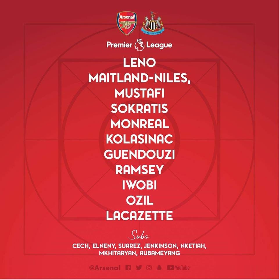 Đội hình Arsenal đấu Newcastle: Aubameyang sự bị, vắng 2 trụ cột - Bóng Đá